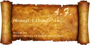 Abonyi Filoméla névjegykártya